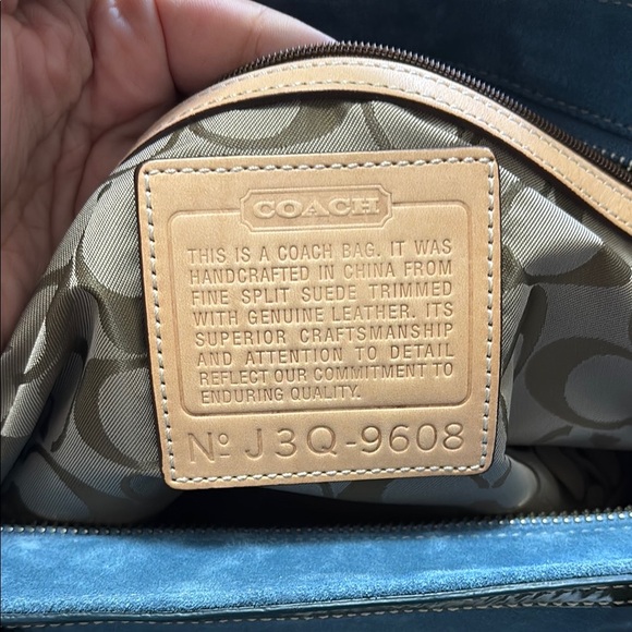 Coach Blue Suede Leather Tote - Picture 6 of 12